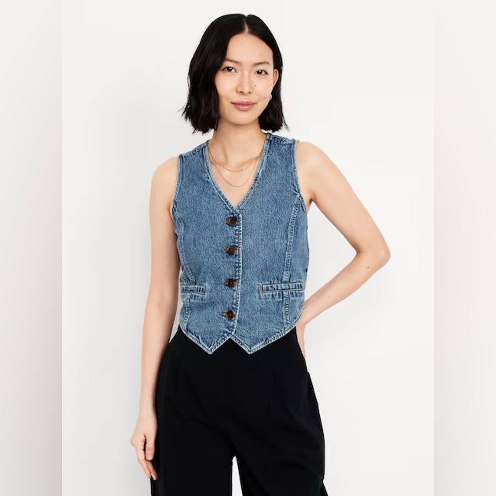 Old Navy Button Front Denim Vest Size Medium
